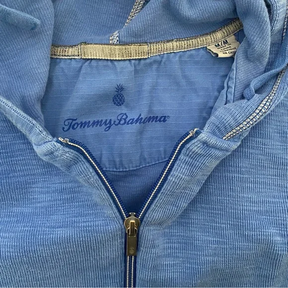 Tommy Bahama Blue Full Zip Hoodie Womens M Pima Cotton Tencel Lyocell - Picture 6 of 9